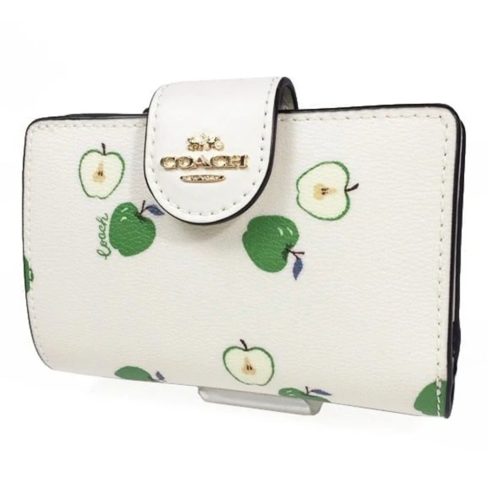 COACH MEDIUM CORNER ZIP WALLET WITH APPLE PRINT NWT